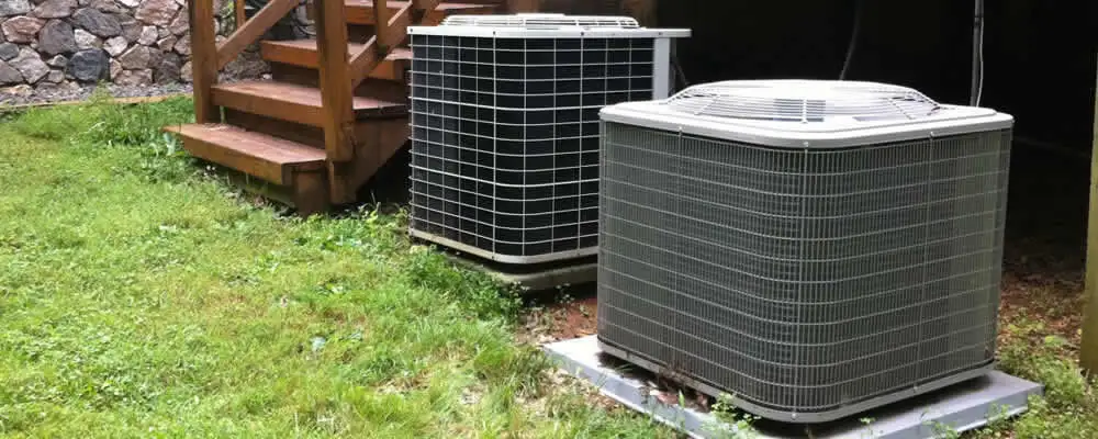 Heat pump installation and service units outside a home in Madison, WI